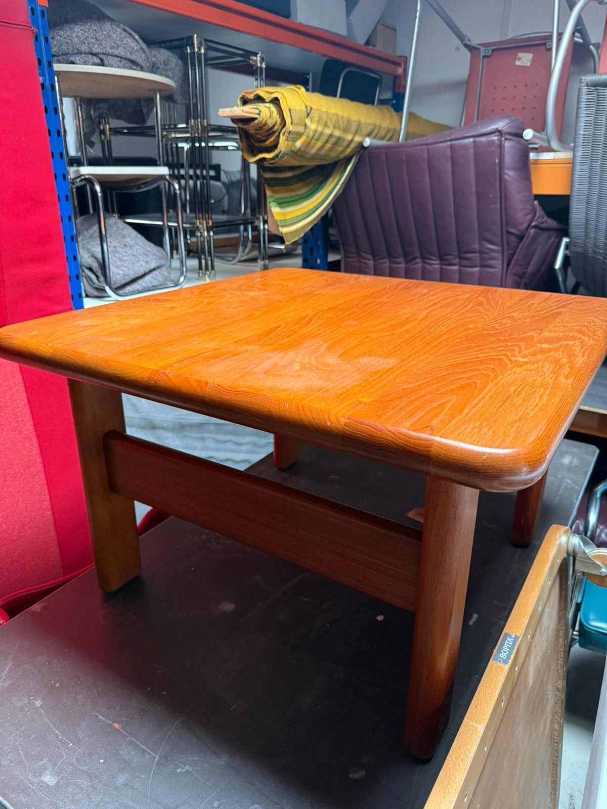 Massief Teak salontafel Deens Danish 80-80-50, Ophalen, 50 tot 100 cm, Vierkant, 50 tot 100 cm
