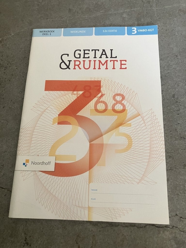 Getal & Ruimte 12e ed vmbo-kgt 3 werkboek deel 1, Ophalen of Verzenden, VMBO