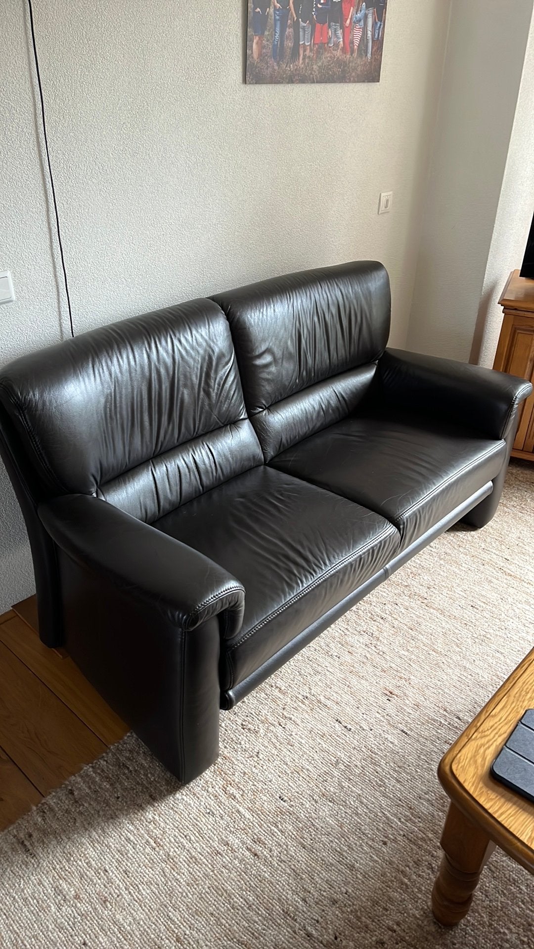 Compleet interieur zwart leer in bank sta-op stoel zgan, Ophalen, Zo goed als nieuw, Leer