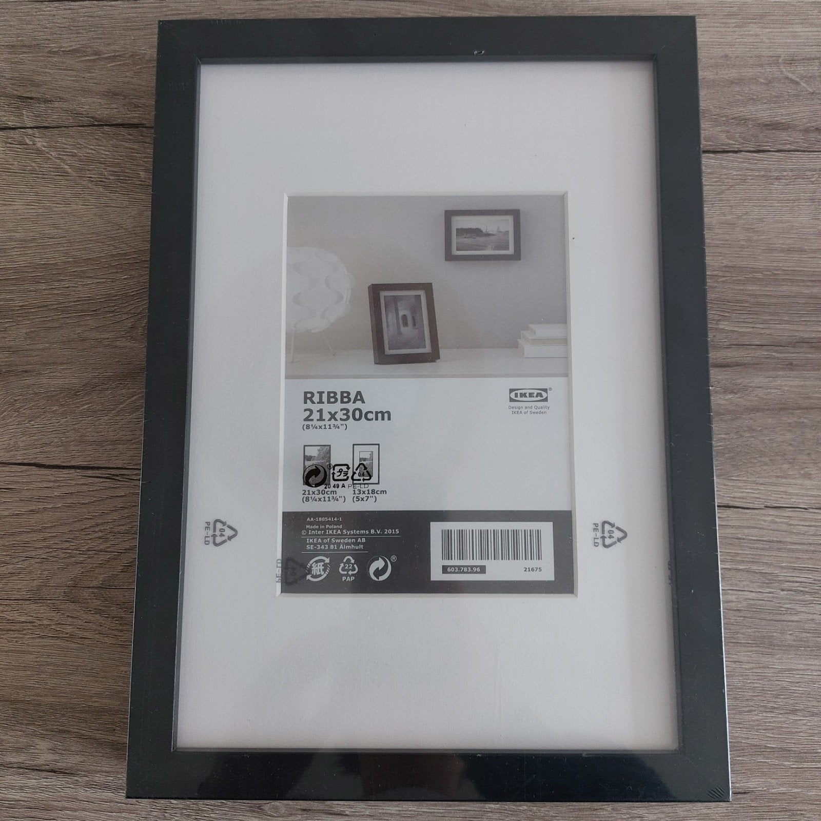 IKEA RIBBA Fotolijst Zwart 21x30 cm, Ophalen, Nieuw, Fotolijst, Met glas