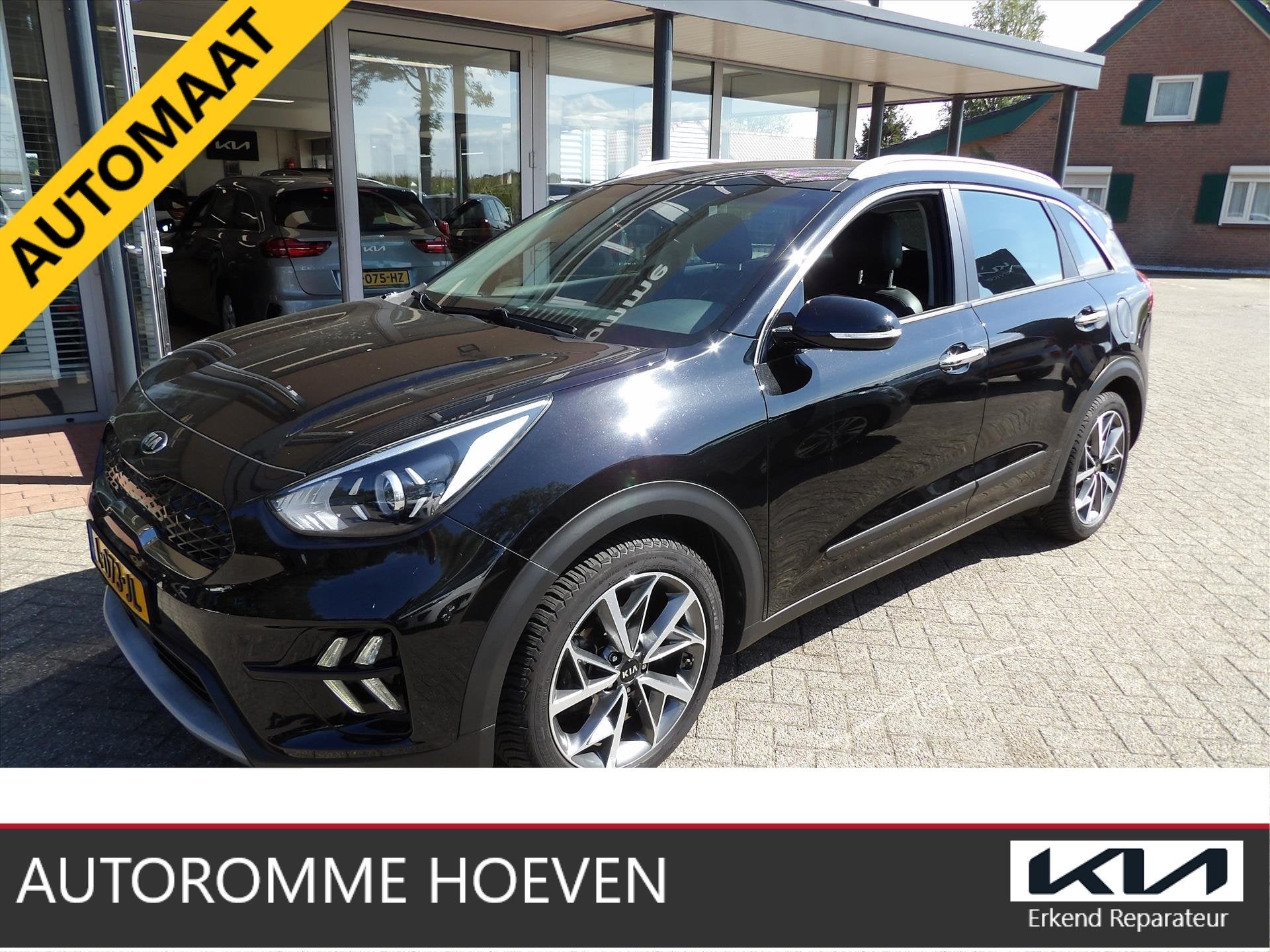 KIA Niro 1.6 Hybrid AUTOMAAT DynamicLine Org. Ned., Auto's, Dealer onderhouden, Gebruikt, Leder en Stof, Zwart
