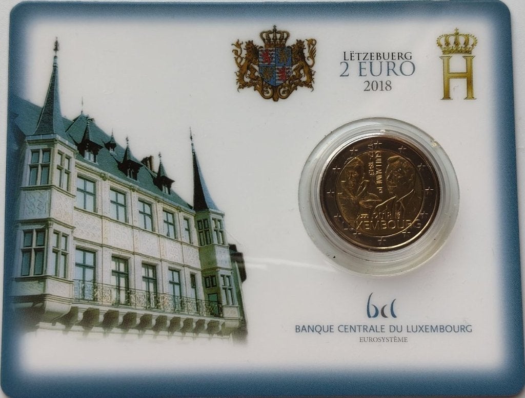 Luxemburg coincard 2018 - 175ste sterfjaar van Willem I - BU, Verzenden, Luxemburg, 2 euro, Setje