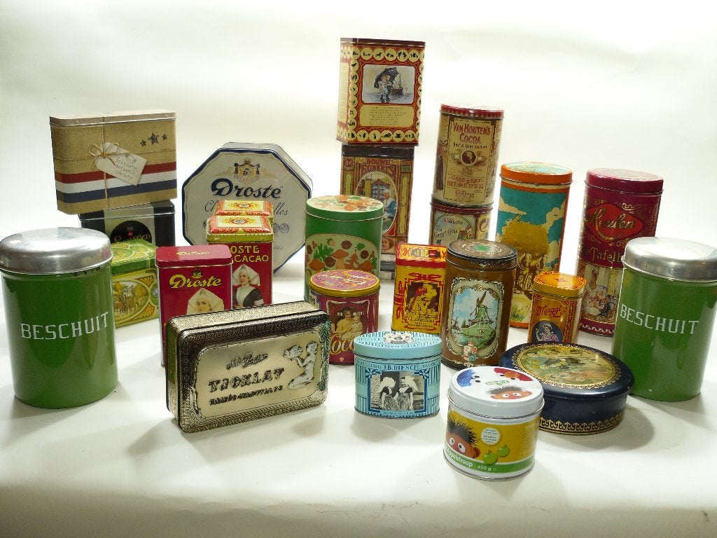 Collectie vintage blikken, Verzamelen, Blikken, Ophalen, Gebruikt, Overige, Overige merken