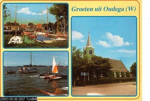 Ansichtkaart	Oudega	3-luik (Súdwest-Fryslân), Verzenden, 1960 tot 1980, Gelopen, Friesland