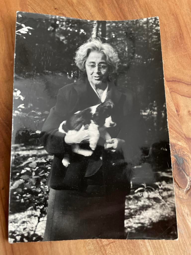 Vintage foto: Catherine M.J. de Groot met hond Tello, Antiek en Kunst, Ophalen of Verzenden