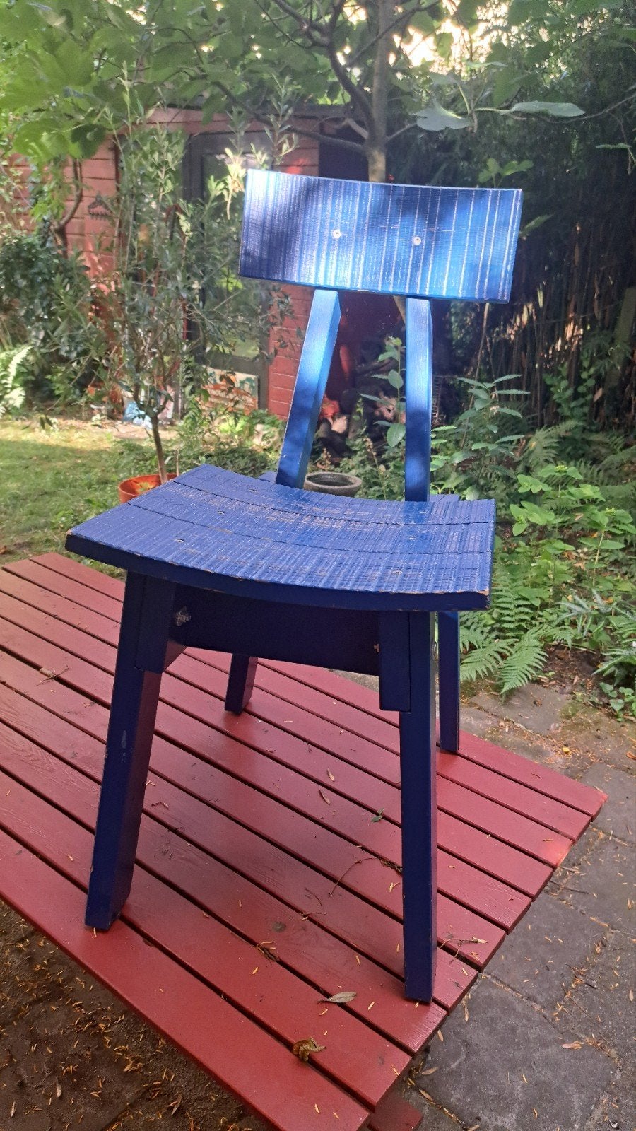 Piet Hein Eek Industriell stoel voor Ikea. Blauw, doorleefd., Ophalen, Gebruikt, Blauw, Eén