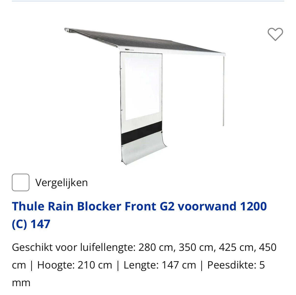 Gezocht Thule front type C 147 breed, Caravans en Kamperen, Caravan accessoires, Ophalen of Verzenden, Zo goed als nieuw