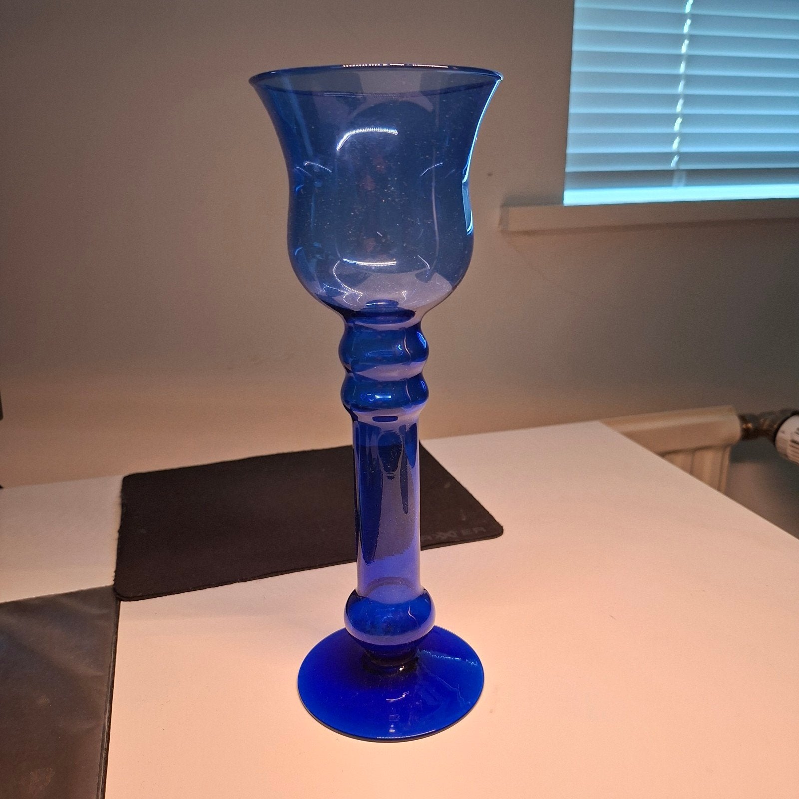Kobalt bkauw, glas, kandelaar, Ophalen of Verzenden, Blauw, Glas, Kandelaar