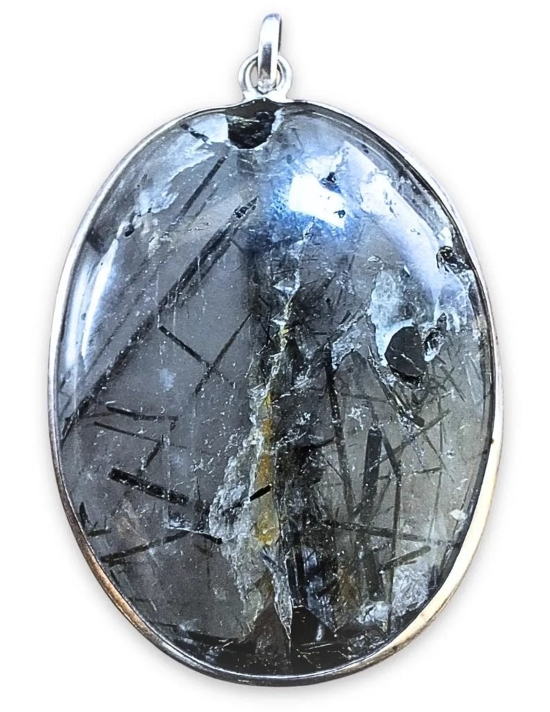Toermalijnkwarts Hanger Ovaal in Zilver, Overige voorstellingen, Nieuw, Ophalen of Verzenden, Onbekend