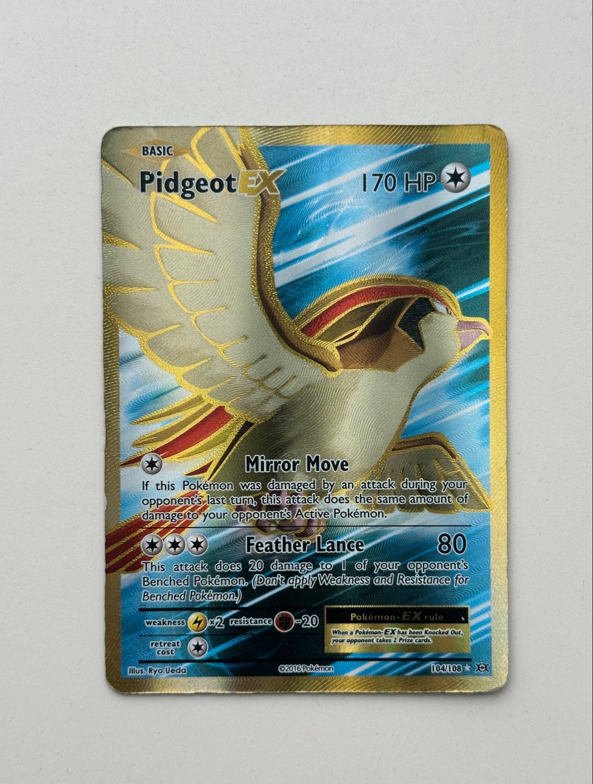 Pidgeot EX Full Art, Ophalen of Verzenden, Zo goed als nieuw, Losse kaart, Foil