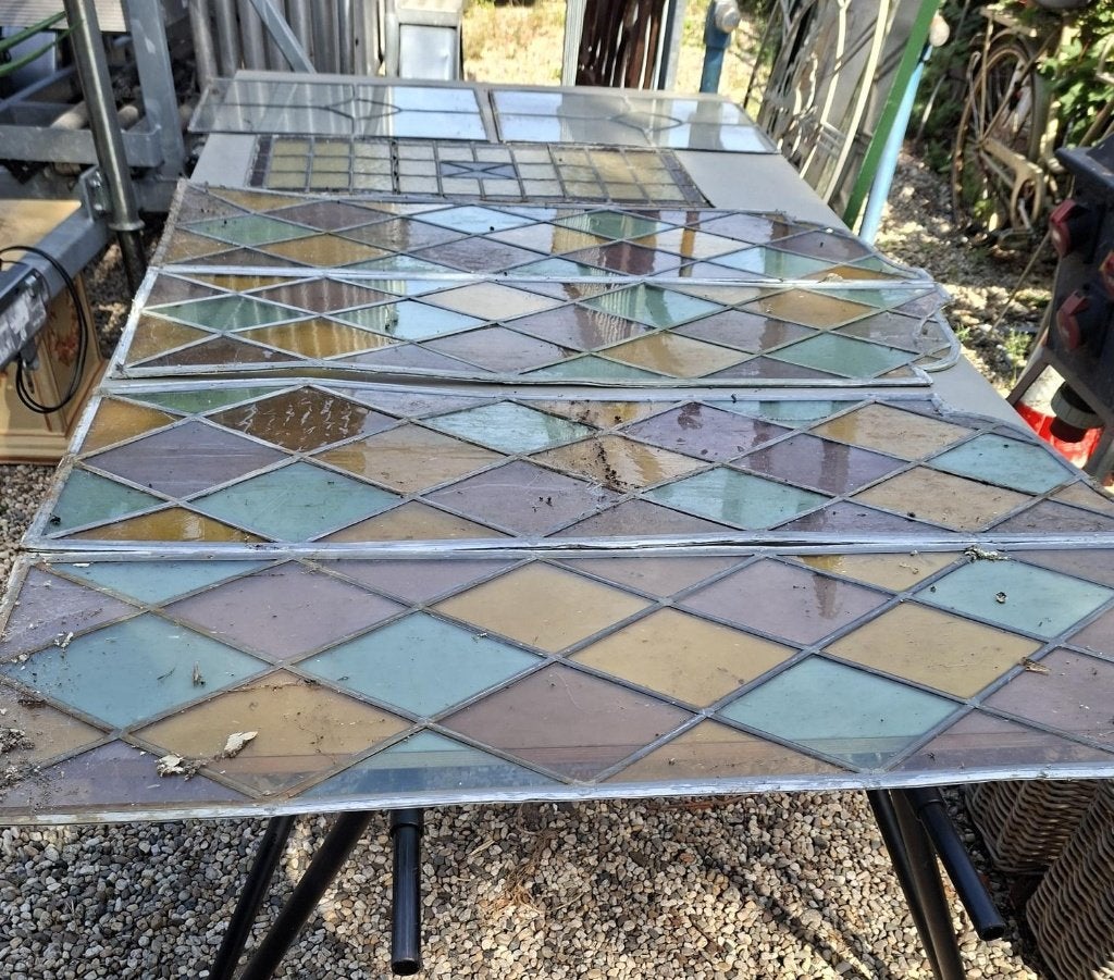 Diverse glas in lood panelen, Ophalen, Gevelraam of Ruit, Gebruikt, 80 tot 120 cm