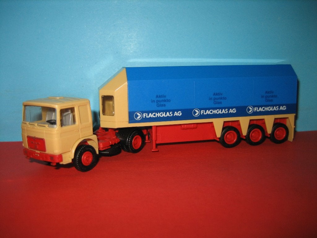 Flachglas  MAN  met oplegger  Herpa, Ophalen of Verzenden, Zo goed als nieuw, Bus of Vrachtwagen, Herpa