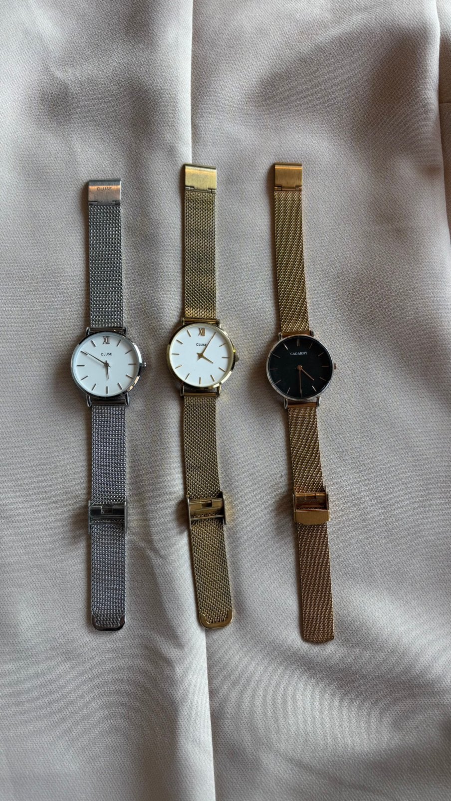 Cluse horloges - Set van 3 stijlvolle dameshorloges, Staal, Gebruikt, Staal, Polshorloge