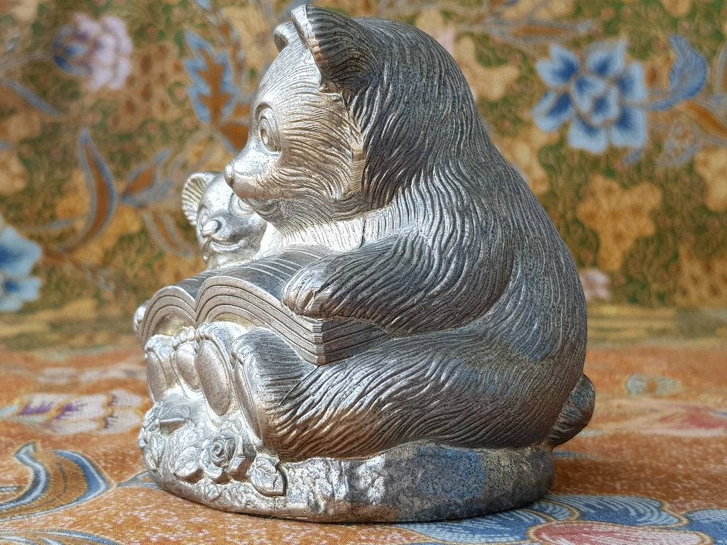 Mooie oude silverplate spaarpot uit Engeland met beren., Ophalen of Verzenden