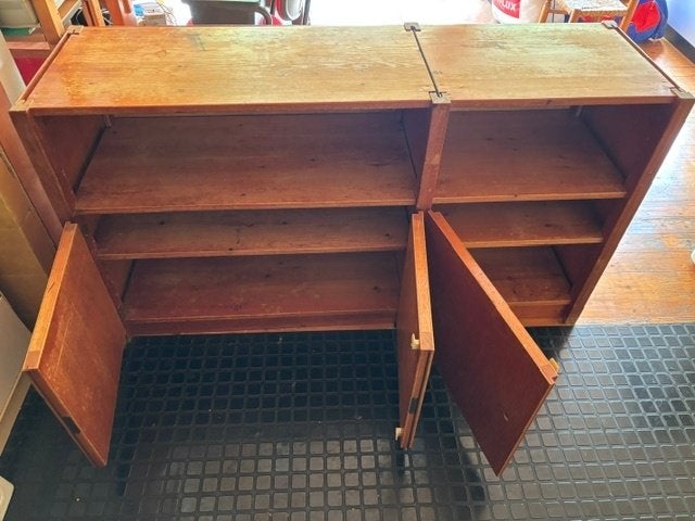 Lage Lundia Original dressoirkast met deurtjes & planken, Ophalen, Scandinavisch modernisme, vintage jaren '70, Grenenhout, 25 tot 50 cm