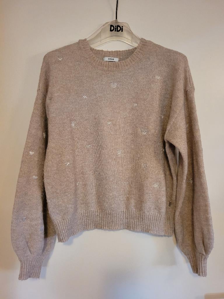 Beige trui met hartjes van Anna van Toor, maat M, Maat 38/40 (M), Anna van Toor, Beige, Ophalen of Verzenden