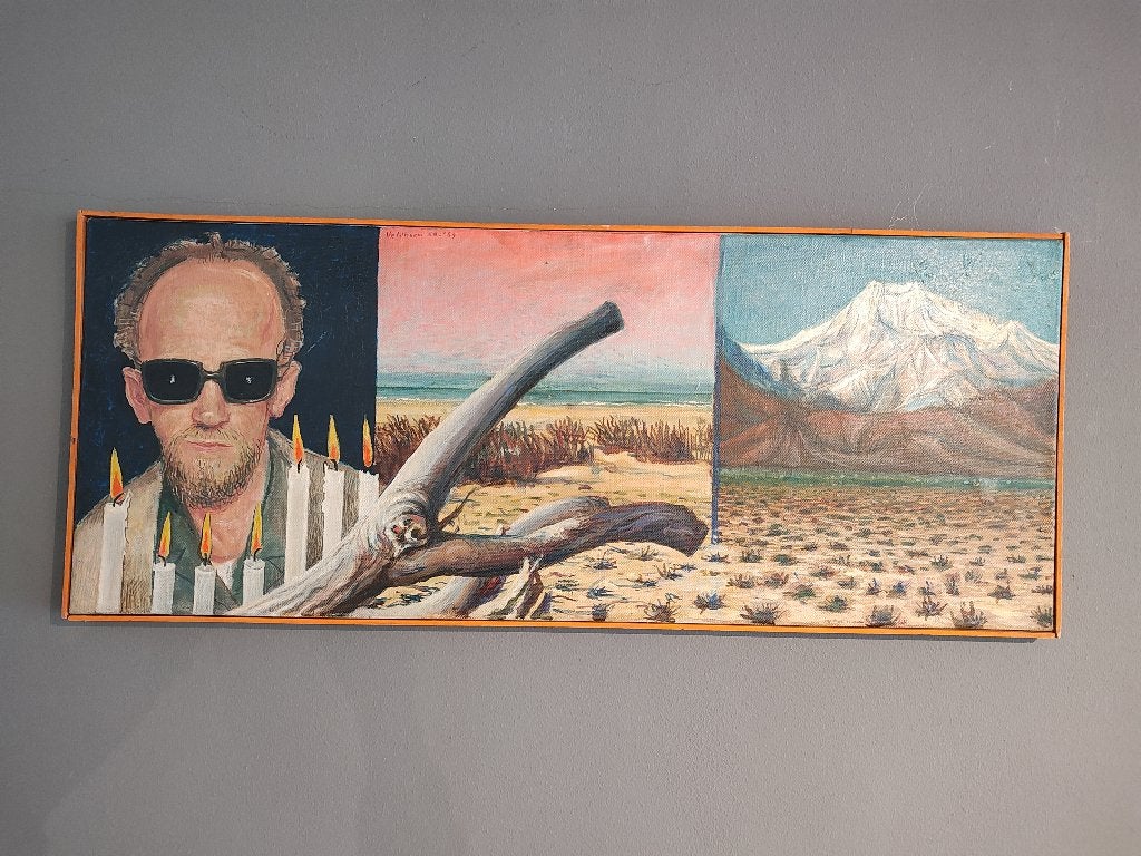 Aat Veldhoen bijzonder drieluik schilderij van 1968/1969, Ophalen, Doek, Portret of Personen, Surrealisme