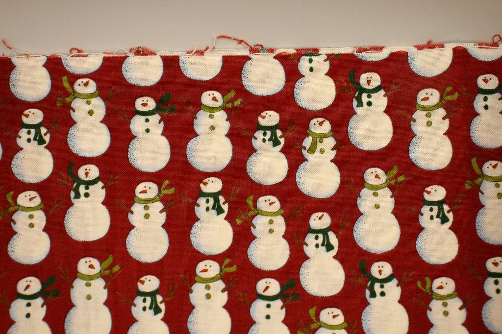 Coupon quilt 100% katoen stof - rood sneeuwpop kerst #4008, Nieuw, Ophalen of Verzenden, 30 tot 120 cm, Katoen