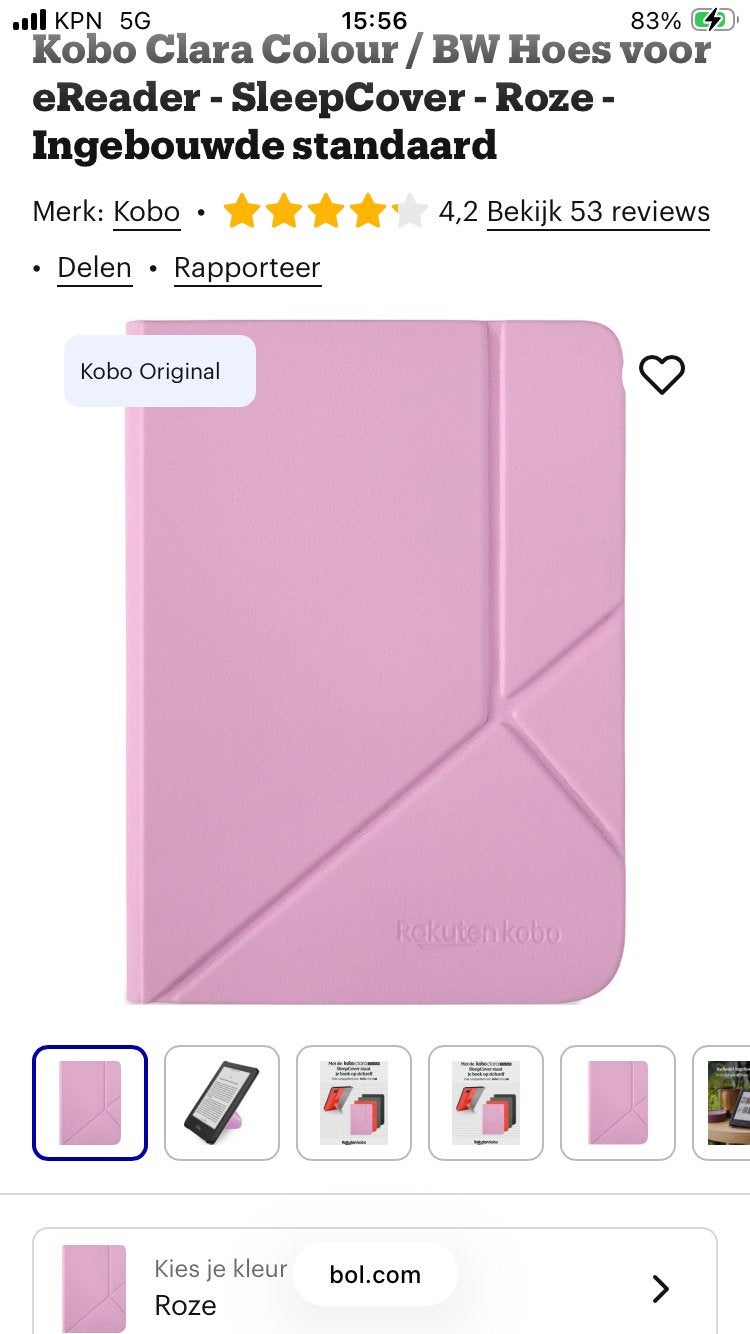Nieuwe Kobo Clara Colour/BW SleepCover Roze - Verkeerd Beste, Ophalen of Verzenden, Nieuw