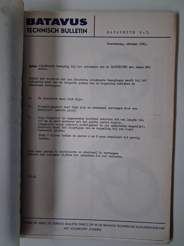 Originele Batavus Werkplaatshandleiding - Batavette M48, Ophalen of Verzenden
