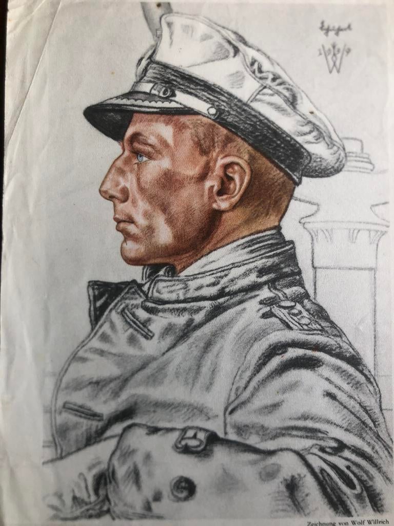 WO2 DUITS afbeelding Kapitänleutnant Schuhart 1940 KM, Verzenden, Marine, Duitsland, Foto of Poster