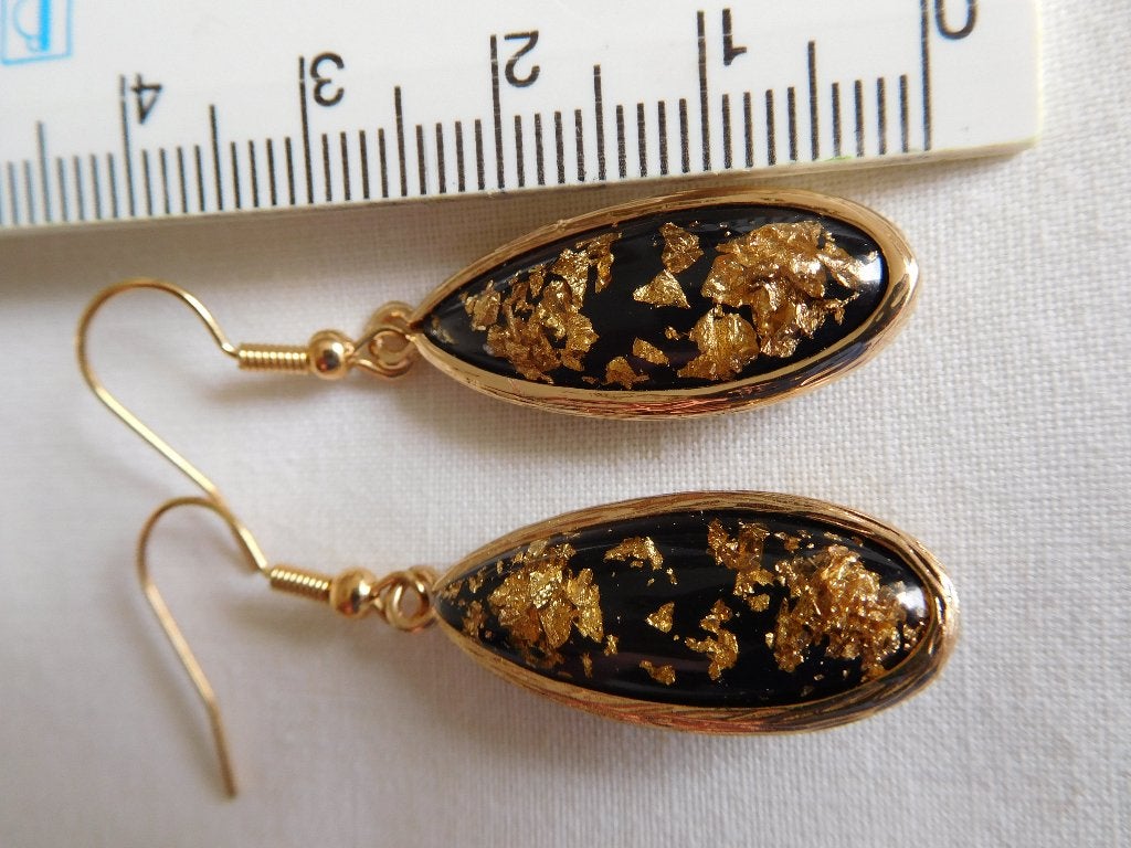Elegante zwarte oorbellen (F68438), Overige materialen, Hangers, Zwart, Nieuw