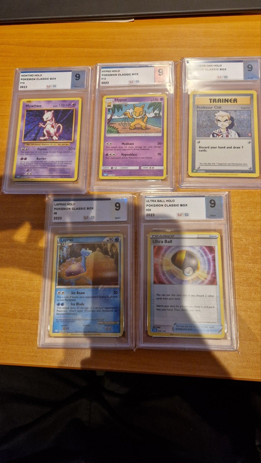 5x Pokémon Classic Box UCG 9 Mint Graded Kaarten, Ophalen of Verzenden, Zo goed als nieuw, Meerdere kaarten, Foil