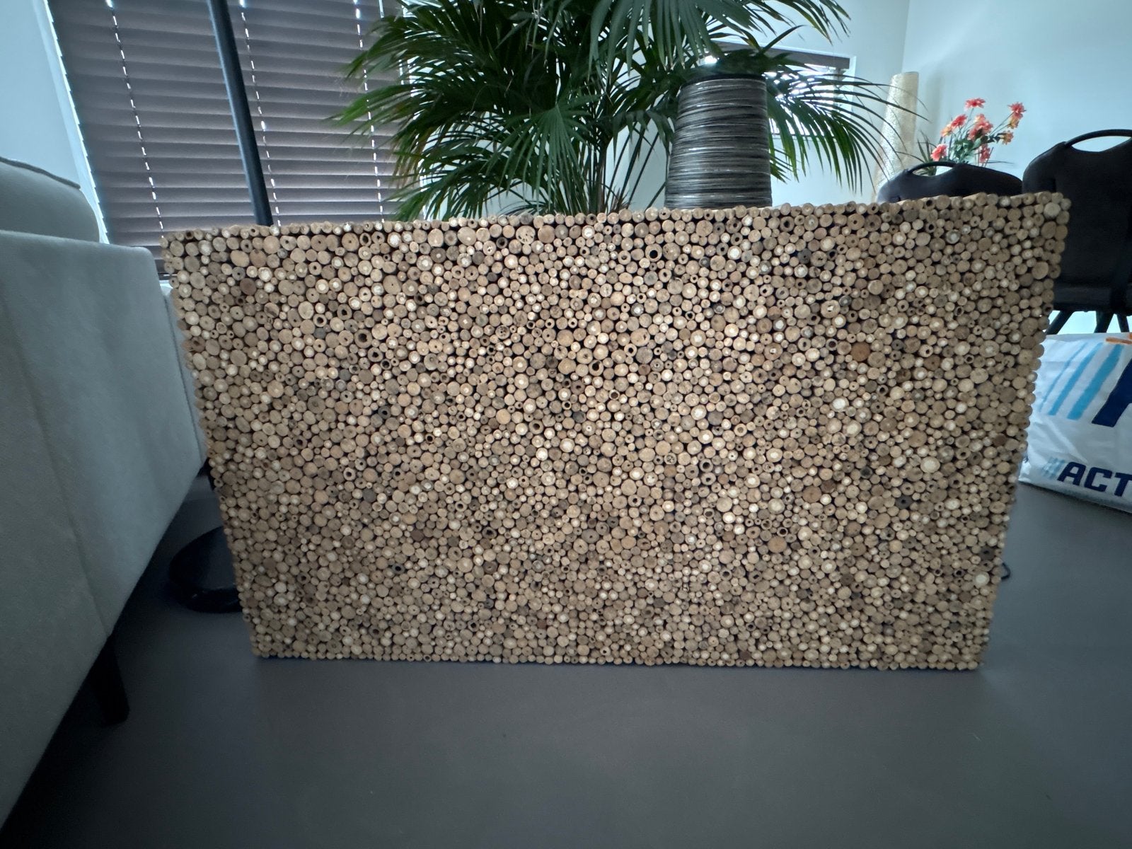 Uniek Teakhouten Kunstwerk van Tuincentrum de Evenaar, Ophalen, Handgemaakt, Wanddecoratie, 1 meter - 2 meter