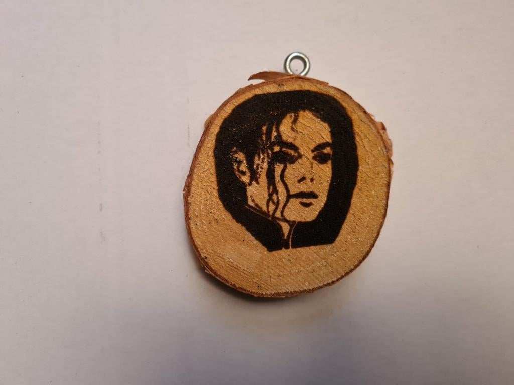 Rond houten plaatje met michael jackson erop., Verzamelen, Eshabra, Zutphen-Emmerikseweg 25, 7227 DG toldijk, Verzenden, Nieuw