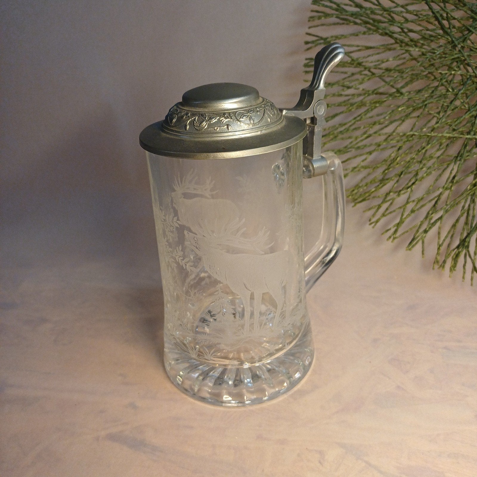 Alwe bierpul bierglas geetst glas hert, Ophalen of Verzenden