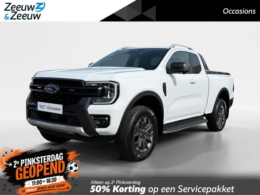Ford Ranger 2.0 Super Cab EcoBlue Wildtrak | Dealer onderhou, Auto's, Gebruikt, 4 cilinders, Met garantie (alle), Wit