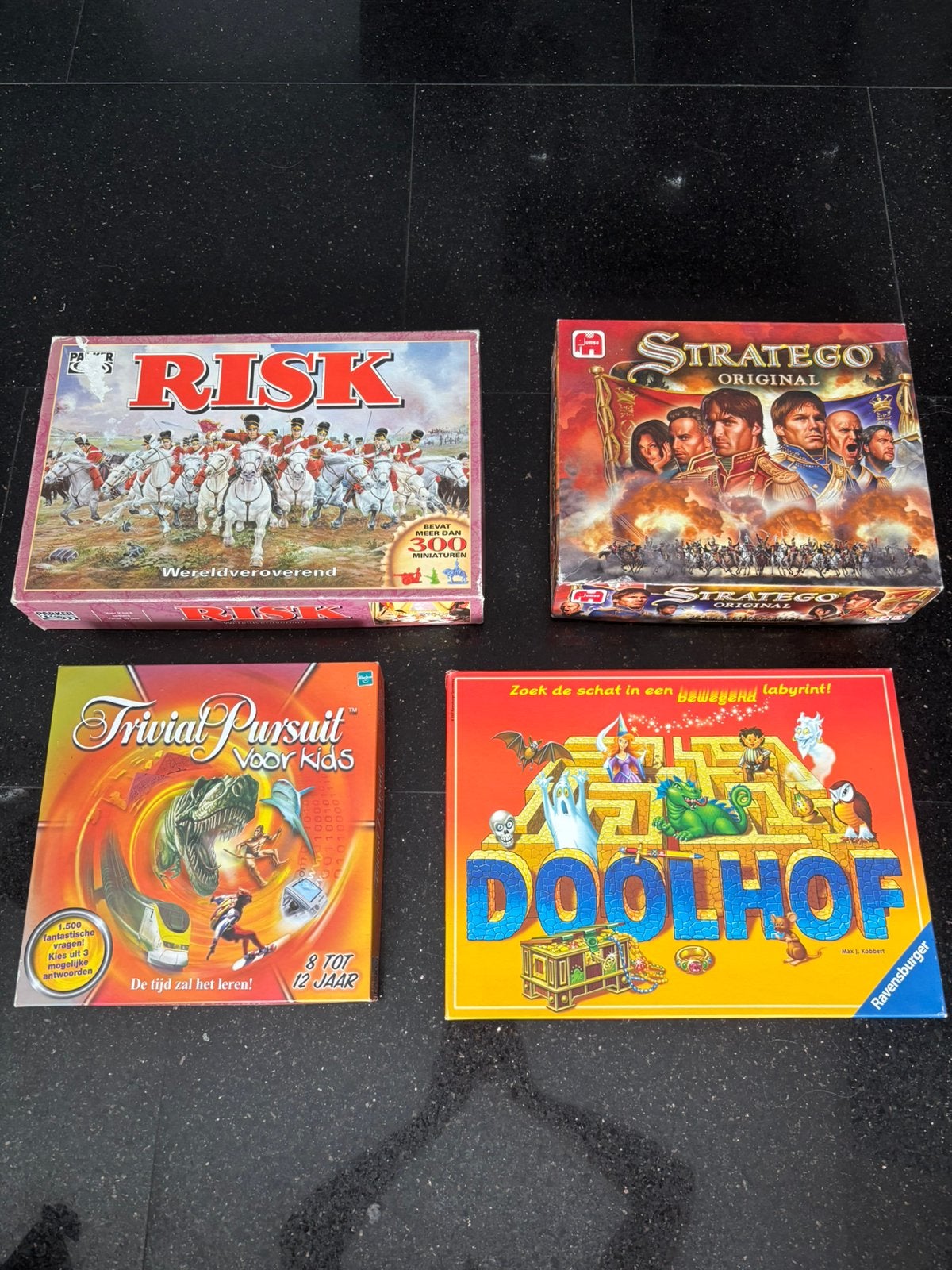 Risk, stratego, Trivial kids en doolhof, Ophalen, Zo goed als nieuw