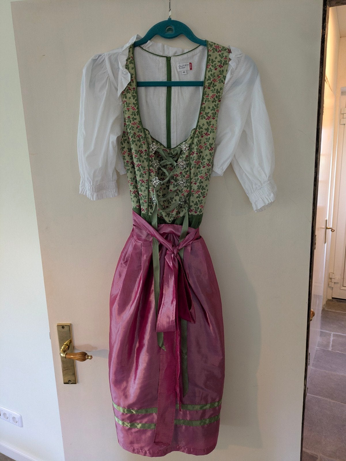 Prachtige roze/groene dirndl 100% katoen maat 40 + blouse, Maat 38/40 (M), Meerkleurig, Outfit Classic NKD, Ophalen of Verzenden