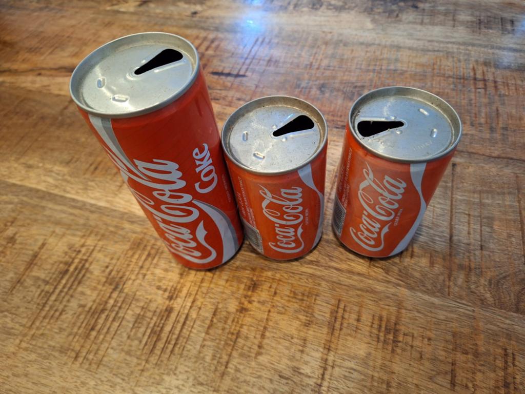 Vintage Coca-Cola blikjes - Set van 3, Ophalen, Gebruikt, Frisdrank, Overige merken