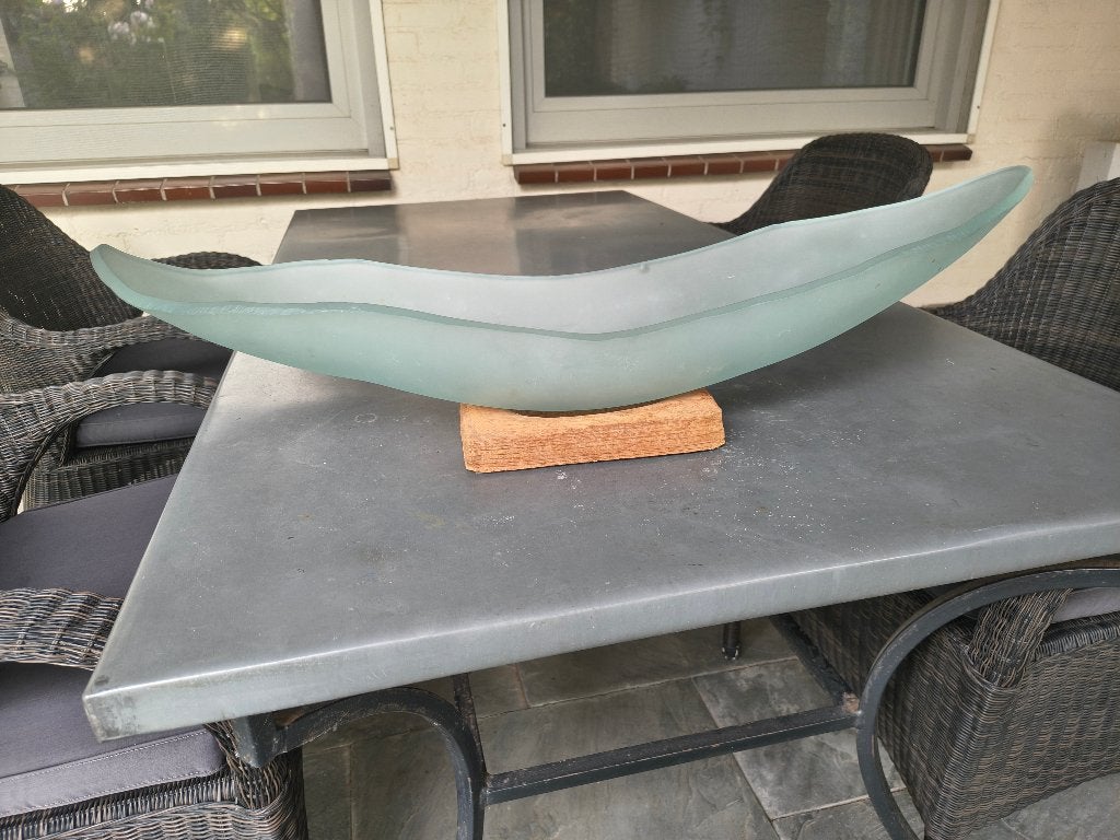 Decoratieve glazen schaal - langwerpig en mat, Ophalen, Schaal, Glas, Ovaal