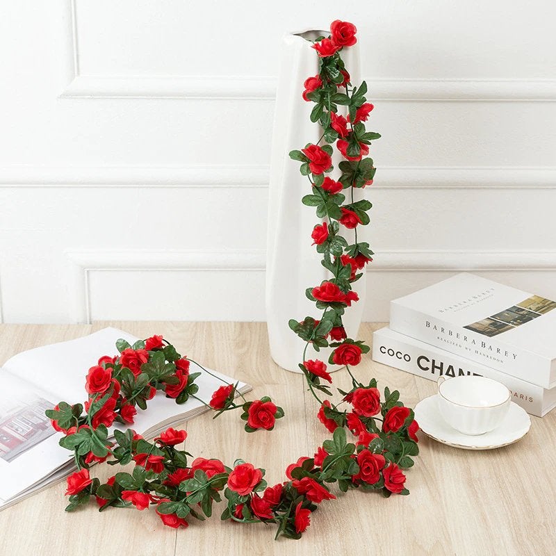 Rode Kunst Rozen Slinger / Kunstplant Bloem Hangplant Roos, Huis en Inrichting, Woonaccessoires | Kunstplanten en Kunstbloemen