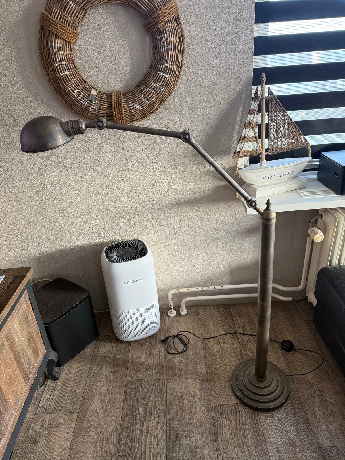 Vintage bronzen Jielde vloerlamp jaren '50, Ophalen of Verzenden