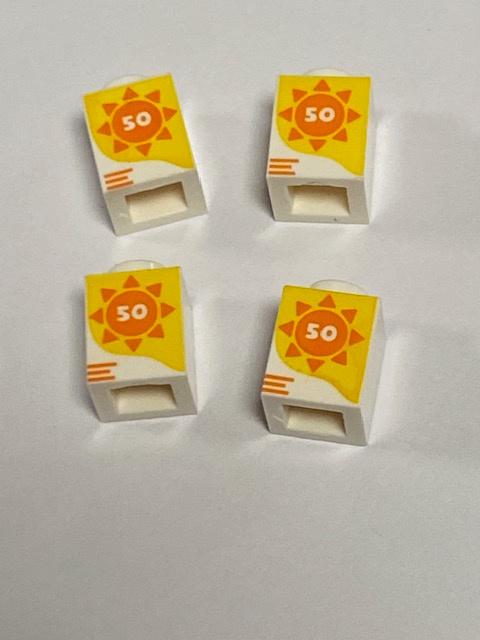Lego Partij 4x nieuw 1x1 steen met factor 50 zonnebrandcreme, Overige thema's, Lego, Nieuw, Ophalen of Verzenden