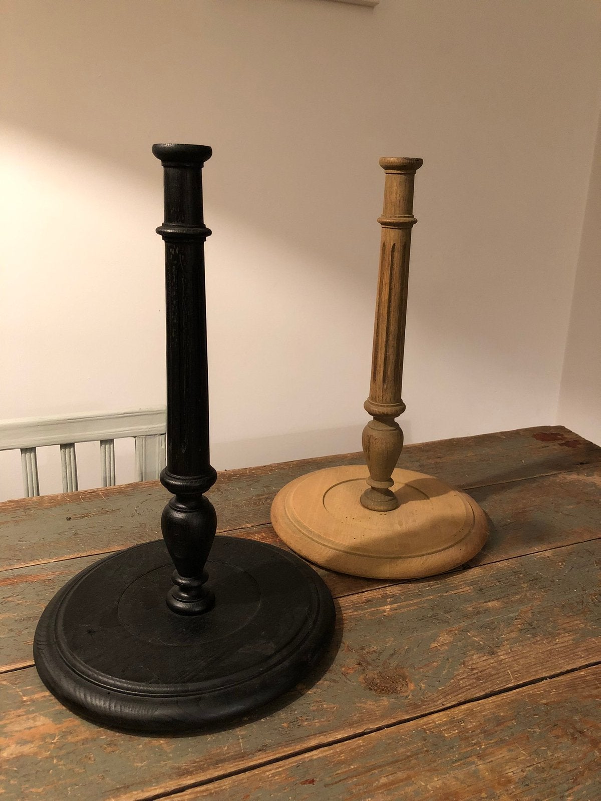 ANTIEKE LAMPENVOETEN LAMP BALUSTER HOUT 2 STUKS, Ophalen of Verzenden