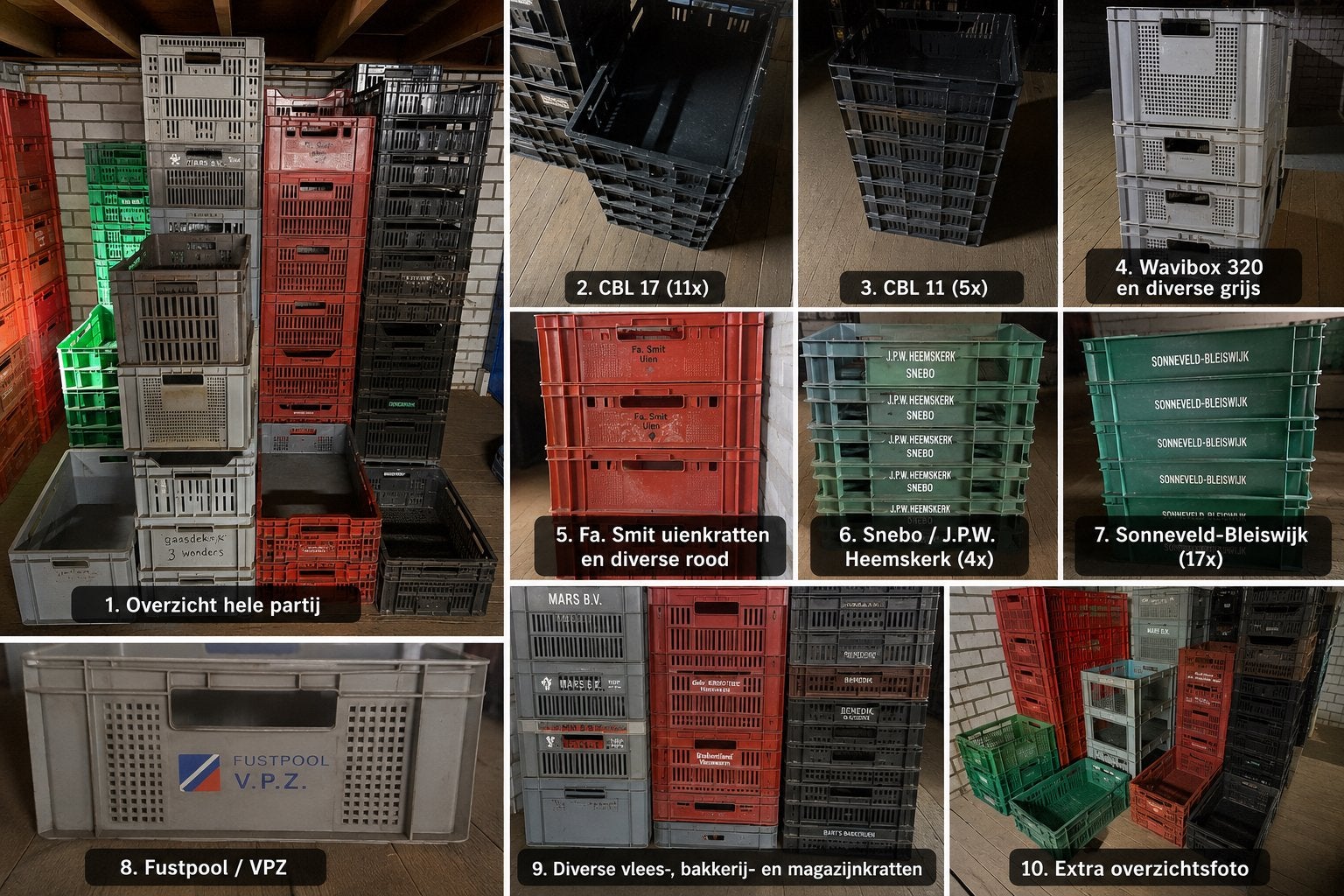 Partij 90 stapelkratten | CBL | Wavibox | Magazijn, Ophalen