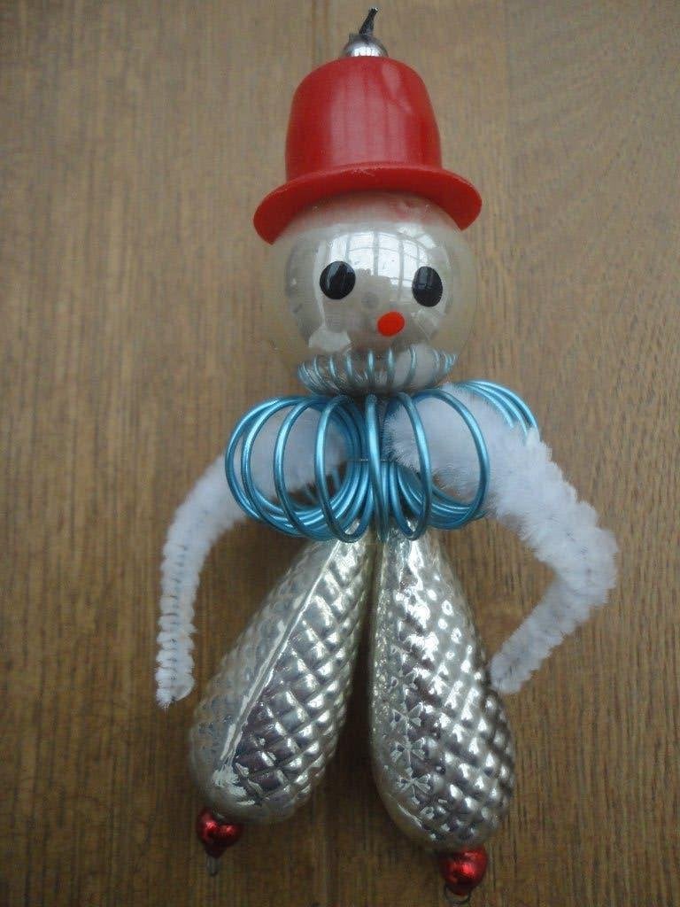 Mooie oude glazen kerstbal gablonzer vorm van een mannetje, Ophalen of Verzenden, Gebruikt