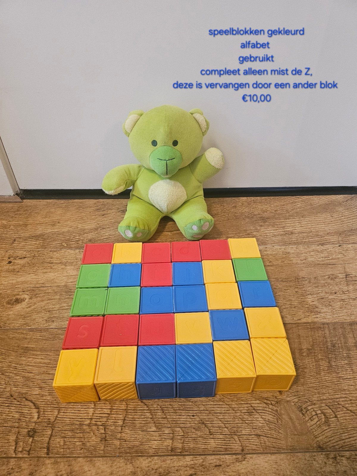 Tupperware tuppertoys speelblokken gekleurd alfabet mist Z, Ophalen of Verzenden, Gebruikt, Overige kleuren, Overige typen