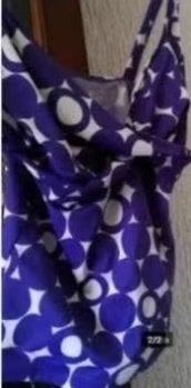 Als nieuwe Tankini Top Wit Paars bolletjes 42 / 44 L, Ophalen of Verzenden, Zo goed als nieuw, Paars, Badpak