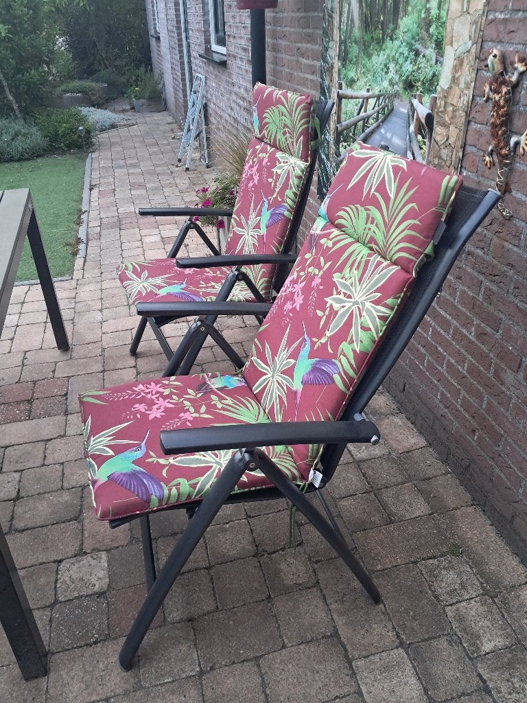 4 Madison bordeaux tuinkussens hoge rug (universeel), Tuin en Terras, Ophalen, Gebruikt