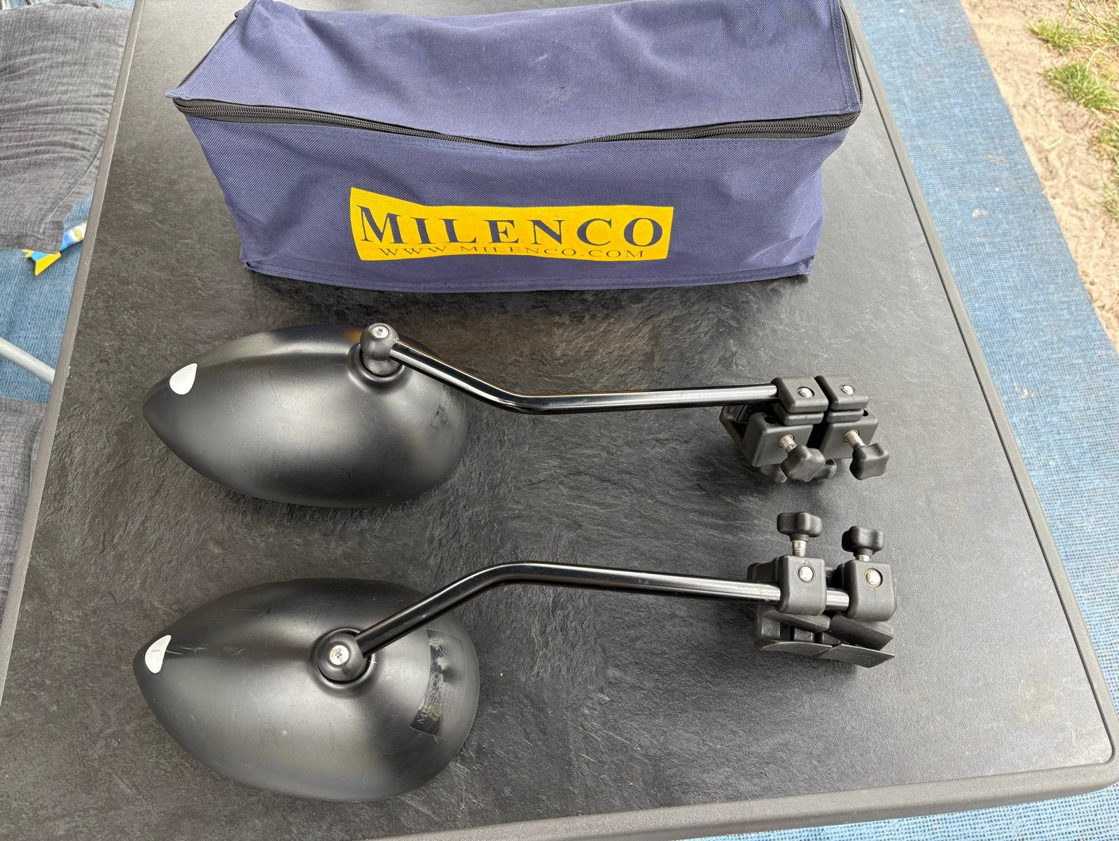 Milenco Caravan/Aanhanger Spiegels met Tas, Caravans en Kamperen, Caravan accessoires, Ophalen, Zo goed als nieuw