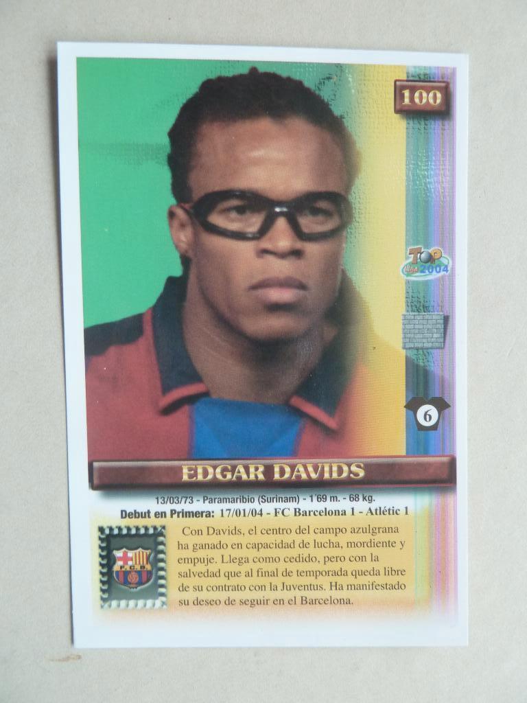 Spaanse card  Edgar.Davids. Barcelona   7,8 x11,5 cm, Ophalen of Verzenden, Zo goed als nieuw, Buitenlandse clubs, Overige typen
