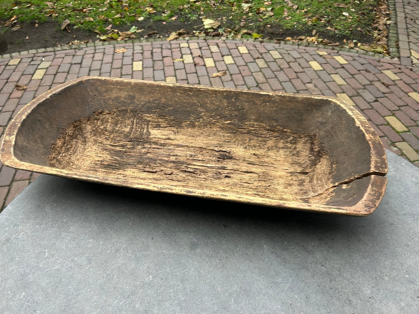 Antieke houten trog - Decoratieve schaal, Ophalen