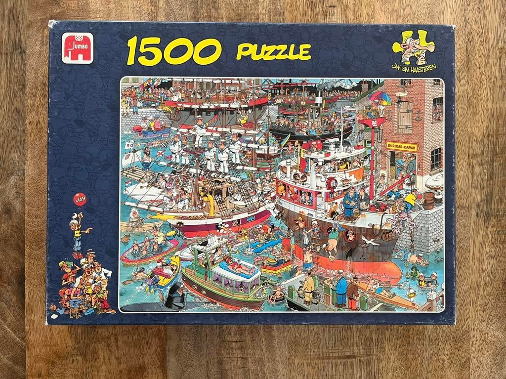 Jan van Haasteren - de haven 1500 stukjes, Hobby en Vrije tijd, Denksport en Puzzels, Ophalen of Verzenden, 500 t/m 1500 stukjes