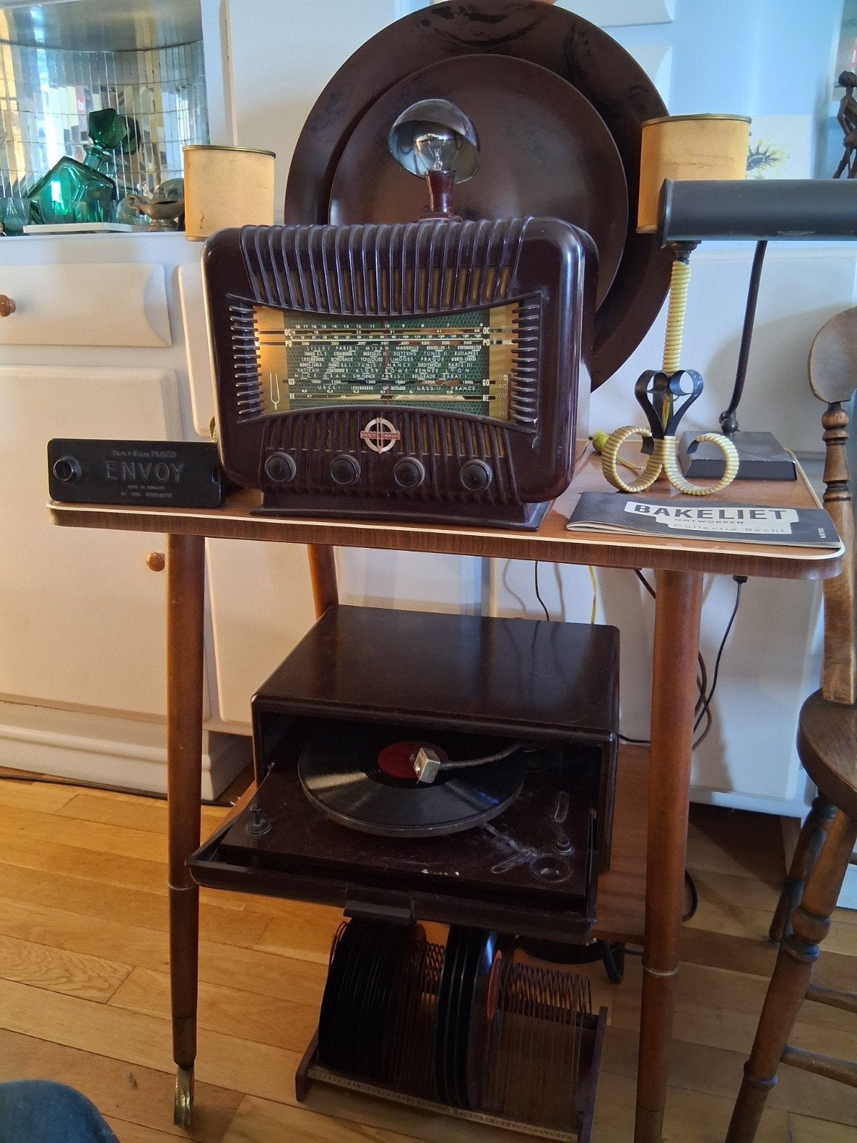 bakeliet radio plus platenspeler en geluidsdrager set..., Ophalen of Verzenden