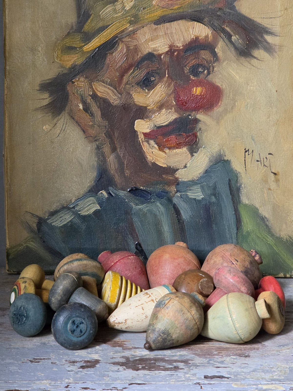 Verzameling oude houten tollen, Antiek en Kunst, Antiek | Speelgoed, Ophalen of Verzenden